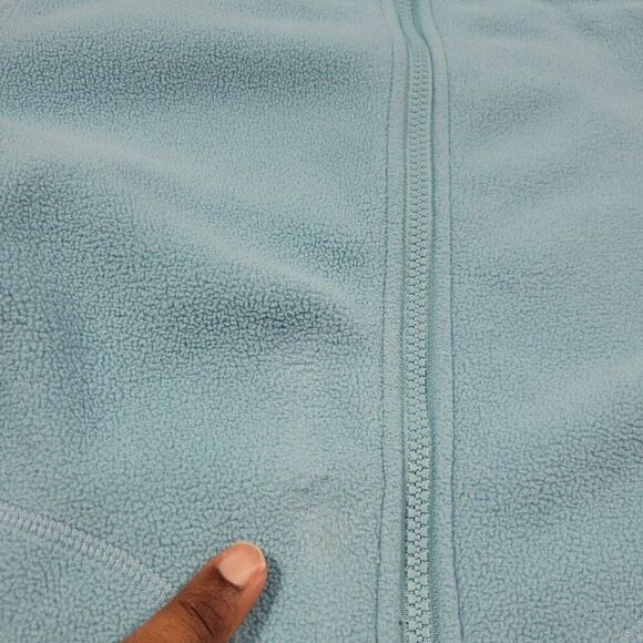 L.L. Bean Fleece Jacket Womens Medium Blue Full Zip Long Sleeve Flaws* - Picture 3 of 9